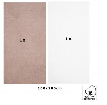 Betz  2 piezas toallas de baño XXL BERLIN 100% algodón 100x200 cm capuchino-blanco