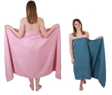 Betz  2 piezas toallas de baño XXL BERLIN 100% algodón 100x200 cm lotus-azul paloma