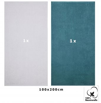 Betz  2 piezas toallas de baño XXL BERLIN 100% algodón 100x200 cm gris plata-azul paloma