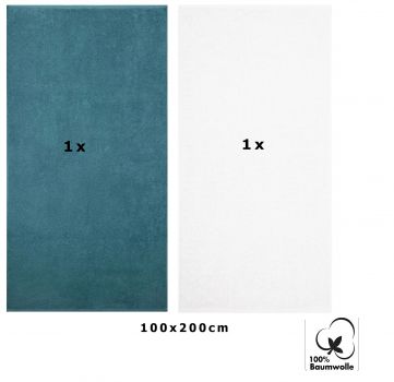 Betz  2 piezas toallas de baño XXL BERLIN 100% algodón 100x200 cm azul paloma-blanco