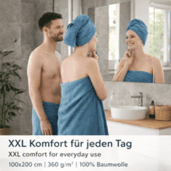 XXL Badetuch - taubenblau - 100x200 cm