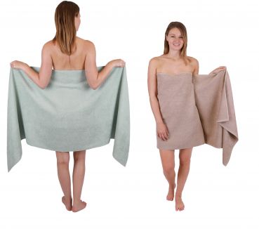 Betz 2 pieces Sauna Towels XXL  BERLIN  Size 70x200 cm  Bath Towels Sauna Towel 100% cotton jade green - cappuccino brown