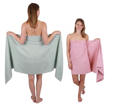 Betz 2 pieces Sauna Towels XXL  BERLIN  Size 70x200 cm  Bath Towels Sauna Towel 100% cotton jade - lotus