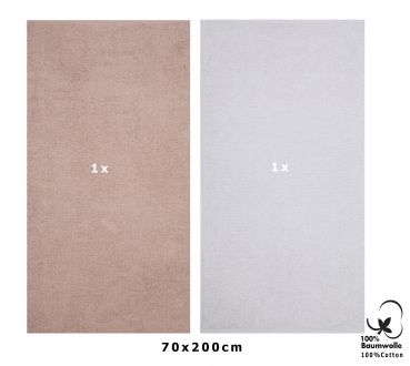 Betz 2 pezzi Asciugamani da sauna XXL BERLIN 100 % cotone 70x200 cm cappuccino - grigio argento