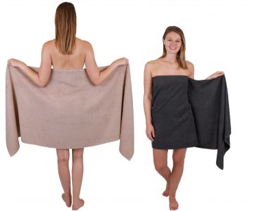 Betz 2 pieces Sauna Towels XXL  BERLIN  Size 70x200 cm  Bath Towels Sauna Towel 100% cotton cappuccino - graphite