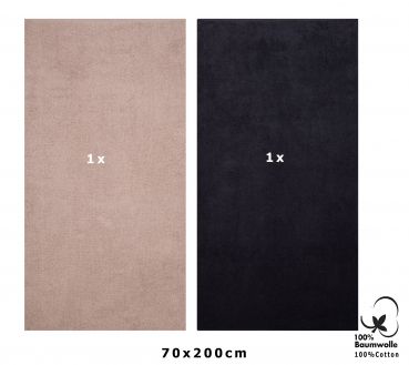 Betz 2 piezas Toallas de baño XXL BERLIN 100% algodón 70x200 cm capuchino - grafito