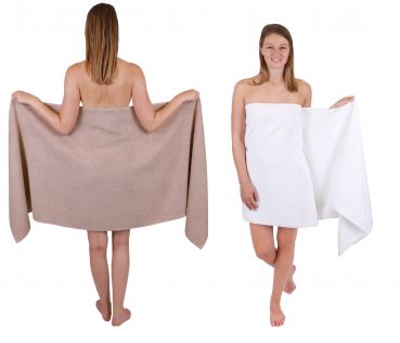 Betz 2 pieces Sauna Towels XXL  BERLIN  Size 70x200 cm  Bath Towels Sauna Towel 100% cotton cappuccino - white