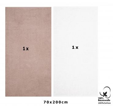 Betz 2 piezas Toallas de baño XXL BERLIN 100% algodón 70x200 cm capuchino - blanco
