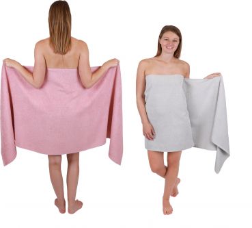 Betz 2 pieces Sauna Towels XXL  BERLIN  Size 70x200 cm  Bath Towels Sauna Towel 100% cotton lotus - silver grey