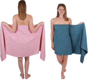 Betz 2 pieces Sauna Towels XXL  BERLIN  Size 70x200 cm  Bath Towels Sauna Towel 100% cotton lotus - dove blue