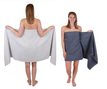 Betz 2 pezzi Asciugamani da sauna XXL BERLIN 100 % cotone 70x200 cm grigio argento - grigio scuro