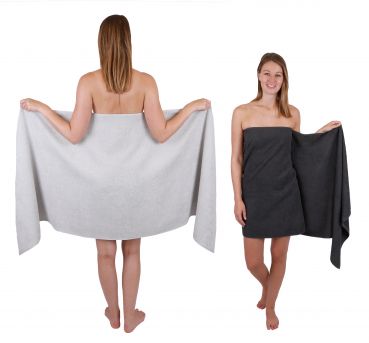 Betz 2 pieces Sauna Towels XXL  BERLIN  Size 70x200 cm  Bath Towels Sauna Towel 100% cotton silver grey - graphite