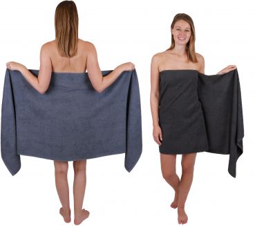 Betz 2 pieces Sauna Towels XXL  BERLIN  Size 70x200 cm  Bath Towels Sauna Towel 100% cotton dark grey - graphite