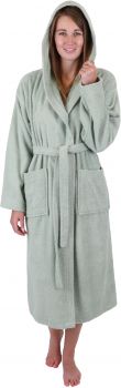 Betz Set of 3 Bathrobes with hood for men and women - sauna bathrobe 100% cotton - sauna dressing gown– BERLIN colour jade  Size S/M