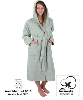 Betz Set of 3 Bathrobes with hood for men and women - sauna bathrobe 100% cotton - sauna dressing gown– BERLIN colour jade  Size L/XL