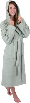 Betz Set of 3 Bathrobes with hood for men and women - sauna bathrobe 100% cotton - sauna dressing gown– BERLIN colour jade  Size S/M