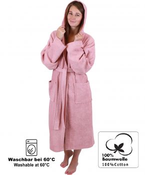 Betz 3 peignoirs d'intérieur en tissu éponge 100% coton avec capuche pour hommes et femmes peignoir de sauna peignoir de bain BERLIN couleur lotus taille L/XL