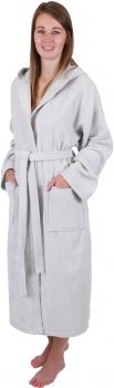 Betz Set of 3 Bathrobes with hood for men and women - sauna bathrobe 100% cotton - sauna dressing gown– BERLIN colour silver grey  Size S/M