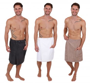 Betz serviette à sauna pour homme tissu éponge kilt wellness pour le sauna taille ajustable par bouton et élastique 100% coton - BERLIN