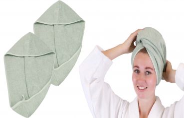 Betz 2er Serviette turban BERLIN en tissu éponge avec bouton - serviette pour cheveux 100% coton