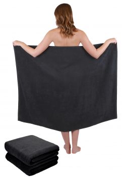 Betz 3 piece bath towels sauna towel set XXL DRESDEN 100% cotton size 100cmx140cm colour dark grey