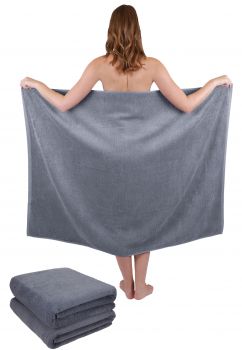 Betz Juego de 3 toallas de baño sauna XXL DRESDEN 100% algodón 100cm x 140cm Color antracita