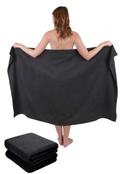 Betz Lot de 3 serviettes de bain XXL draps de bain serviettes à sauna DRESDEN 100 % coton taille 100x160 cm couleur gris foncé