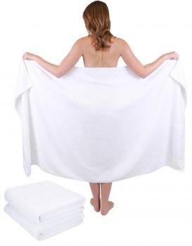 Betz 3 piece bath towels sauna towel set XXL DRESDEN 100% cotton size 100cmx180cm colour white