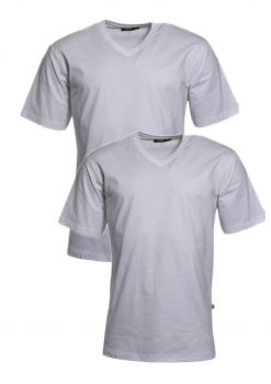 Camisetas 2 piezas para hombres de manga corta con cuello de pico de color blanco talla S/48-XXL/56
