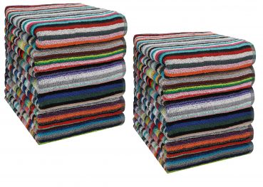 Betz Paquete de 12 piezas de toallas paños de cocina resistentes tamaño 50x90 cm 100% algodón colorido a rayas