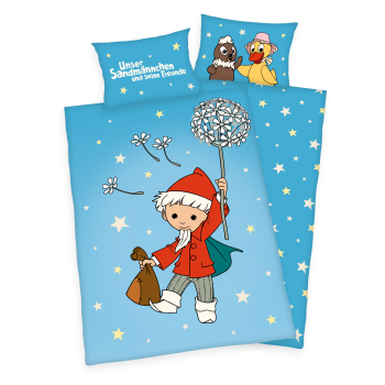 Betz Kinder Bettwäsche Garnitur Set SANDMÄNNCHEN Größe 100x135 cm Kissen 40x60 cm Farbe blau