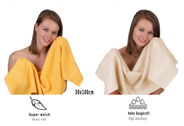 Betz Juego de 12 toallas PREMIUM 100% algodón de color amarillo miel/beige arena