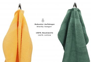 Betz Juego de 12 toallas PREMIUM 100% algodón de color amarillo miel/verde abeto