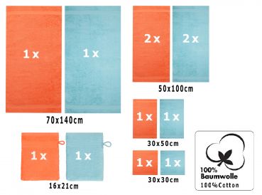 10-tlg. Handtuchset "Premium" - weiß Qualität 470 g/m², 2 Duschtücher 70 x 140 cm, 4 Handtücher 50 x 100 cm, 2 Gästetücher 30 x 50 cm, 2 Waschhandschuhe 17 x 22 cm von Betz - Kopie - Kopie - Kopie