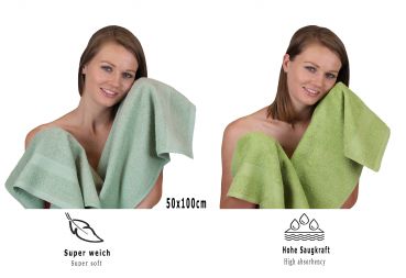 Betz 12-tlg. Handtuch-Set PREMIUM 100% Baumwolle 2 Duschtücher 4 Handtücher 2 Gästetücher 2 Seiftücher 2 Waschhandschuhe heugrün/avocadogrün