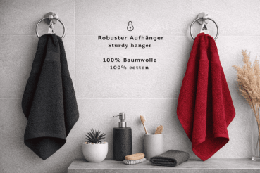Betz Handtuch Set Premium 12-teilig 100% Baumwolle – 2 Duschtücher, 4 Handtücher, 2 Gästetücher, 2 Seiftücher, 2 Waschhandschuhe – Weiche Frottee Handtücher 470g/m² - Farbe rubinrot/Graphit