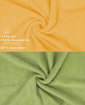 Betz 10 Stück Waschhandschuhe PREMIUM 100% Baumwolle Waschlappen Set 16x21 cm Farbe honiggelb - avocadogrün