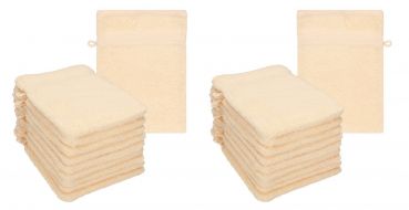 Betz PREMIUM Waschandschuhe 20-teilig - Frottee Waschlappen - aus 100% Baumwolle – 16 cm x 21 cm Beige
