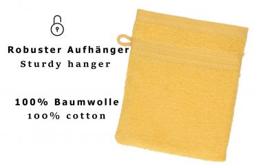 Betz Set di 20 guanti da bagno PREMIUM misure 16x21 cm 100% cotone colore giallo miele