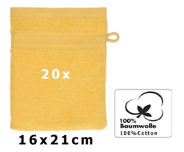 Betz Set di 20 guanti da bagno PREMIUM misure 16x21 cm 100% cotone colore giallo miele