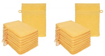 Betz Set di 20 guanti da bagno PREMIUM misure 16x21 cm 100% cotone colore giallo miele