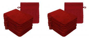 Betz PREMIUM Waschandschuhe 20-teilig - Frottee Waschlappen - aus 100% Baumwolle – 16 cm x 21 cm Rubinrot