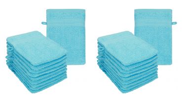 Betz lot de 20 gants de toilette PREMIUM taille 16x21 cm 100% coton couleur turquoise