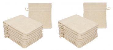 Betz 20 Stück Waschhandschuhe Waschlappen PREMIUM Größe 16x21 cm 100% Baumwolle Farbe sand