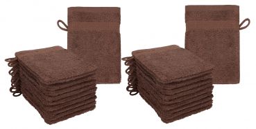 Betz lot de 20 gants de toilette PREMIUM taille 16x21 cm 100% coton couleur marron noisette