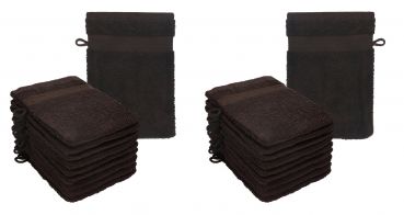 Betz lot de 20 gants de toilette PREMIUM taille 16x21 cm 100% coton couleur marron foncé