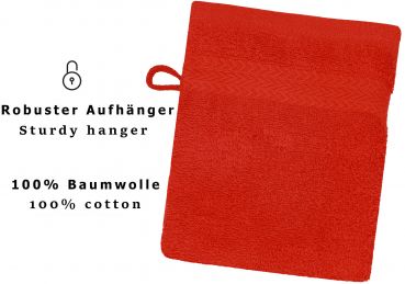 Betz 20 Piece Wash Mitt Set PREMIUM 100% Cotton 16x21 cm colour red