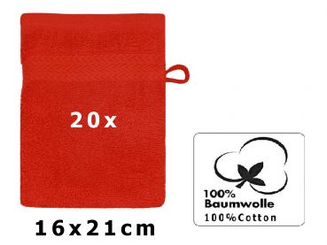Betz 20 Piece Wash Mitt Set PREMIUM 100% Cotton 16x21 cm colour red