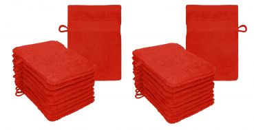 Betz Set di 20 guanti da bagno PREMIUM misure 16x21 cm 100% cotone colore rosso
