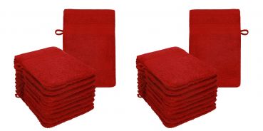 Betz 20 Manoplas de baño PREMIUM 100% algodón 16x21cm Color rojo oscuro